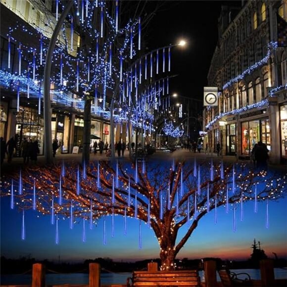 Christmas Lights Outdoor, 288 LED 8 Tube 12 Inch Meteor Shower Rain Lights - Picture 8 of 8